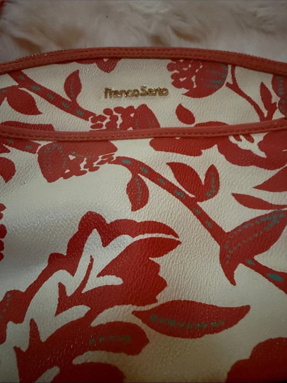 Franco Sarto Cream and Red Floral Crossbody